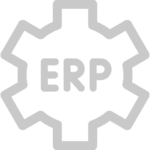 Icon: Zahnrad mit Schriftzug "ERP" darin